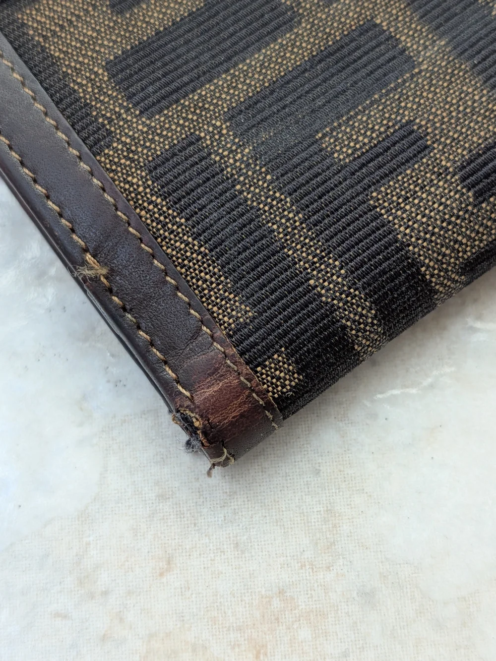 Fendi Zucca Brown Canvas Compact Wallet w COA EUC